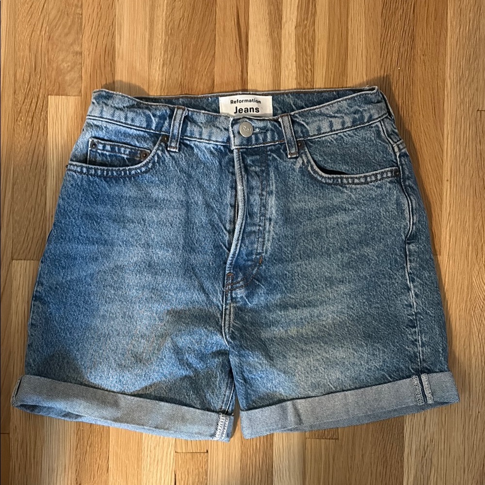 Reformation Blue Jean Shorts High-Waisted Vintage